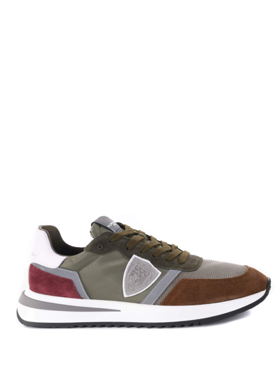 Philippe Model Tropez 2.1 Sneakers In Green Suede And Fabric In Multi