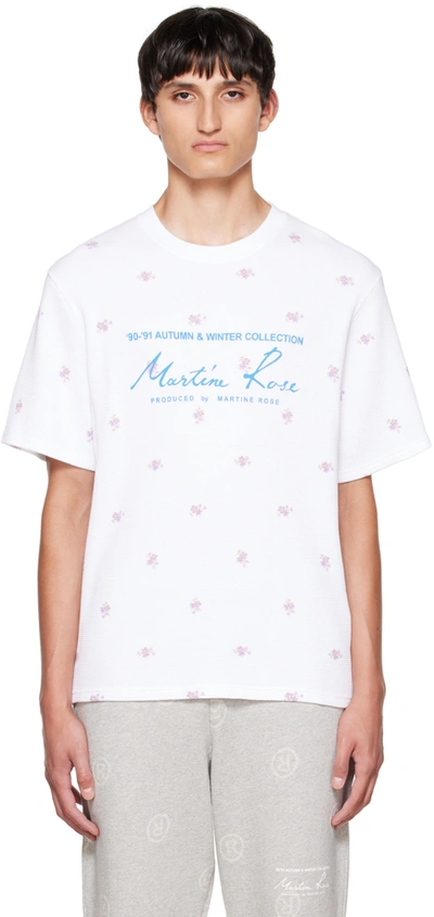 Martine Rose Waffled Jersey T-shirt With Floral Print In White