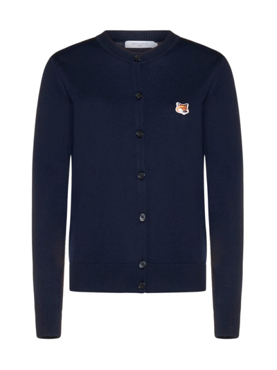 Maison Kitsuné Buttoned Long-sleeved Cardigan In Blue