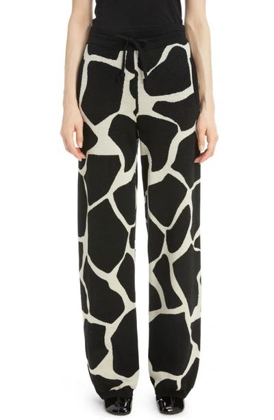 Dries Van Noten Nayama Giraffe Pattern Merino Wool Pants In Black
