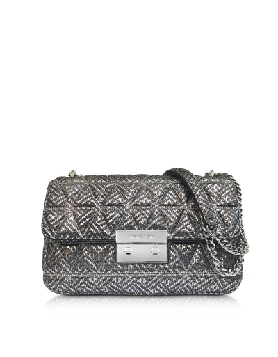 Michael Kors Silver Quilted Leather Sloan Large Chain Shoulder Bag