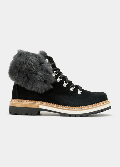 Montelliana Clara Suede Shearling Hiker Boots In Black ModeSens