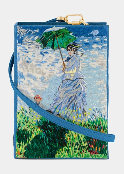 Olympia Le-tan Femme A L'ombrelle By Claude Monet Book Clutch Bag In Lavande Pierre