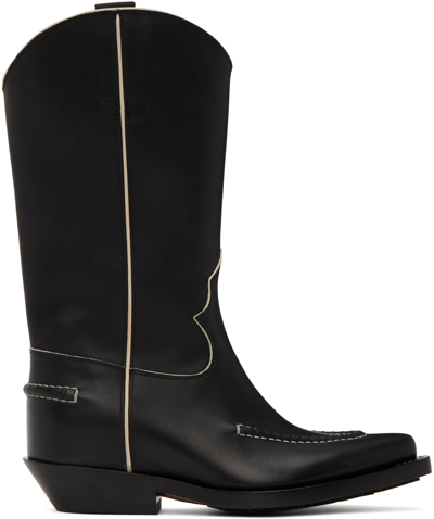 Chloé Nellie Texan Boot Black Size 10 100% Calf-skin Leather