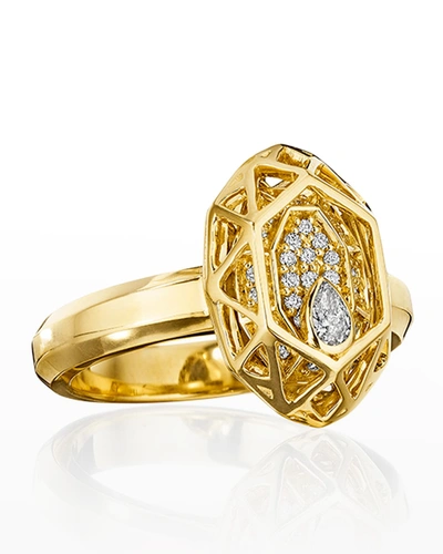 Hueb 18k Estelar Yellow Gold Ring With Vs/gh Diamonds