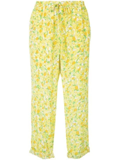 Boutique Moschino Lemon-print Crop Pants In Yellow