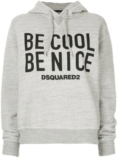 Dsquared2 Be Cool Be Nice Hooded Jersey Sweatshirt In Grey