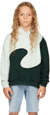Erl Swirl Embroidered Cotton Hoody 6-14 Years In White Black