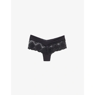 Chantelle Champs Elysées Embroidered-mesh Stretch-woven Briefs In 011 Black