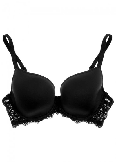 Simone Perele Embroidered Tulle And Stretch-jersey Underwired Bra In Black