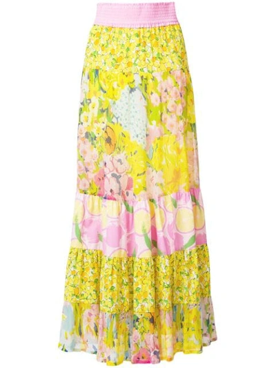 Boutique Moschino Patchwork Maxi Skirt In Yellow Multi