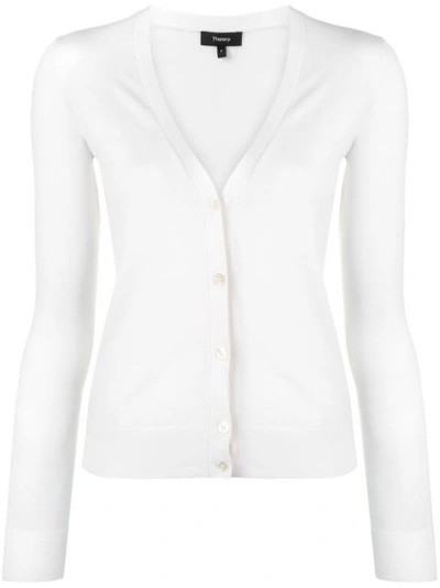 Theory Preen V-neck Merino Cardigan In White