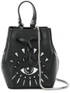 Kenzo Mini Eye Embroidery Leather Bucket Bag - Black