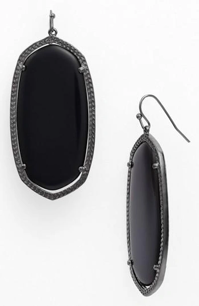 Kendra Scott Danielle - Large Oval Statement Earrings In Gunmetal/ Black Opaque Glass