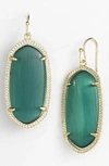 Kendra Scott Elle Drop Earrings In Emerald Cats Eye/ Gold