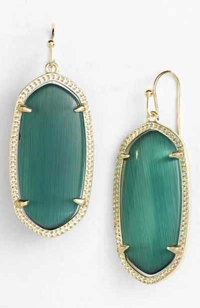 Kendra Scott Elle Drop Earrings In Emerald Cats Eye/ Gold