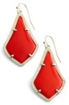 Kendra Scott Alex Drop Earrings In Bright Red Opaque Glass/ Gold
