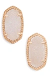 Kendra Scott Ellie Oval Stone Stud Earrings In Iridescent Drusy/ Rose Gold