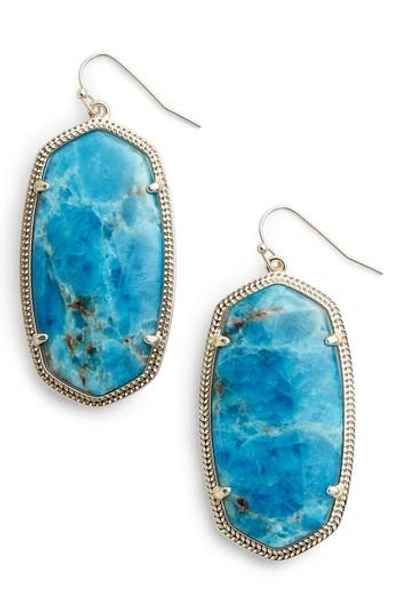 Kendra Scott Danielle - Large Oval Statement Earrings In Aqua Apatite/ Brass