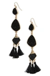 Panacea Drusy Tassel Earrings In Black