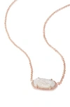 Kendra Scott Elisa Pendant Necklace In Iridescent Drusy/ Rose Gold