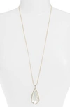 Kendra Scott 'carole' Long Semiprecious Stone Pendant Necklace In Ivory Mop/ Gold