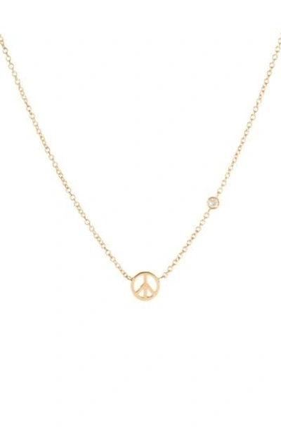 Shy By Se Peace Sign Necklace In Gold