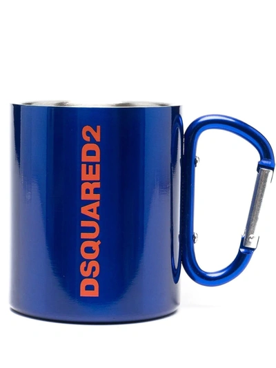 Dsquared2 Logo Printed Steel Water Cup In Blue