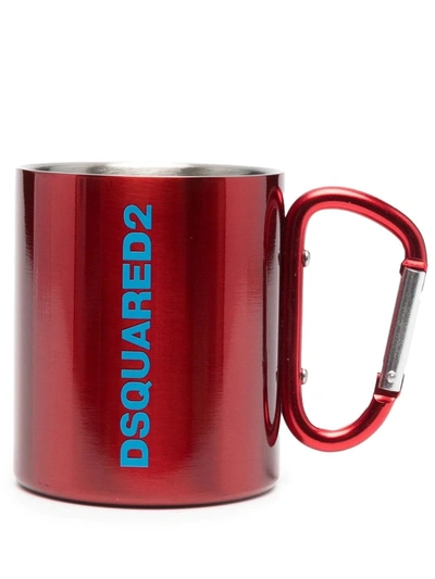Dsquared2 Logo Printed Steel Water Cup In Red