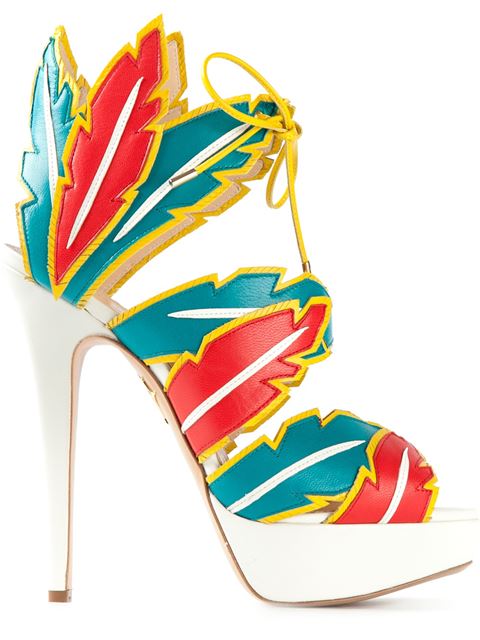 Charlotte Olympia Leather Platform Sandals In Blue | ModeSens