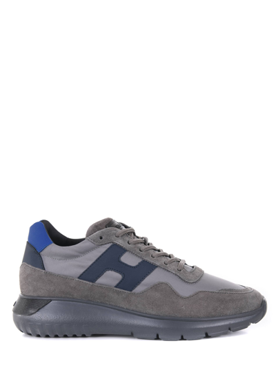 Hogan Interactive3 Cube Trainers In Canvas And Leather Grey  Man