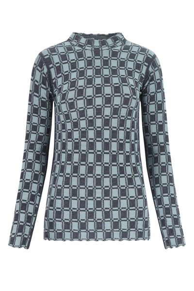 Kenzo Geometric-print Long-sleeve Jumper In Light Blue