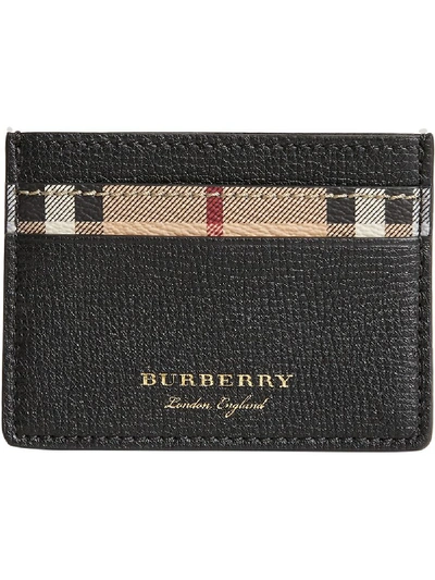 Burberry Sandon Haymarket Check Card Case In Black