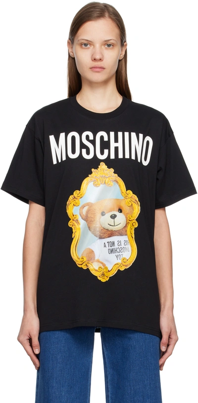 Moschino Teddy-logo Print Organic Cotton T-shirt In Black