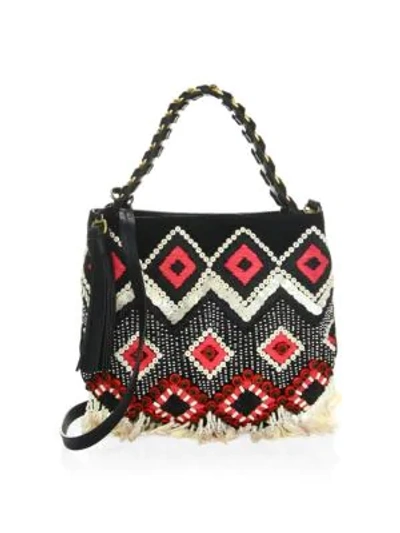 Tory Burch Brooke Small Embellished Hobo Bag In Black