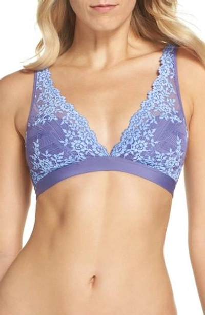 Wacoal Embrace Lace Convertible Plunge Soft Cup Wireless Bra In Twilight Purple/ Hydrangea