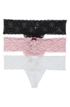 Skarlett Blue Obsessed Thong 3 Pack In Crystal/ Rose Cream/ Black