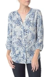 Nydj Pleat Back Blouse In Snow Cat Forever Blue