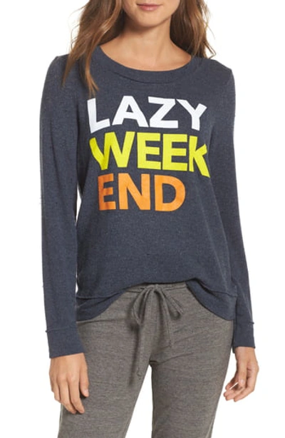 Chaser Lazy Weekend Love Knit Sweatshirt In Avalon