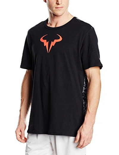 Nike Mens Rafa Short Sleeve Crew Neck T-shirt In Black/white/hot Lava |  ModeSens