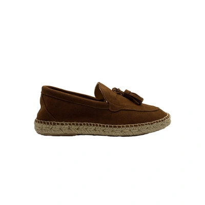 Abarca Split Leather Tassel Loafers/brown
