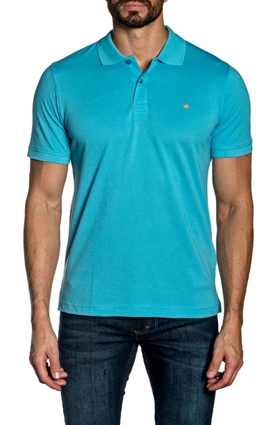 Jared Lang Star Polo Shirt In Turquoise