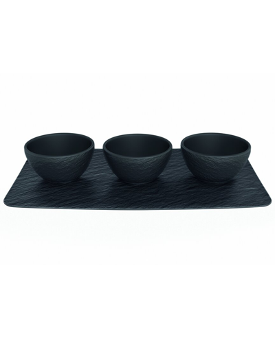 Villeroy & Boch Manufacture Rock Porcelain Dip Bowls Set Of Four In Black