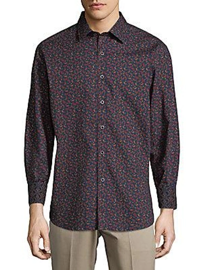 Robert Graham Paisley Cotton Button-down Shirt In Indigo