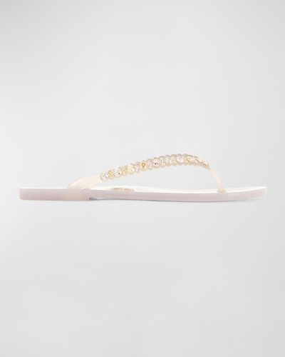 Sophia Webster Esme Crystal-embellished Flip Flops In White