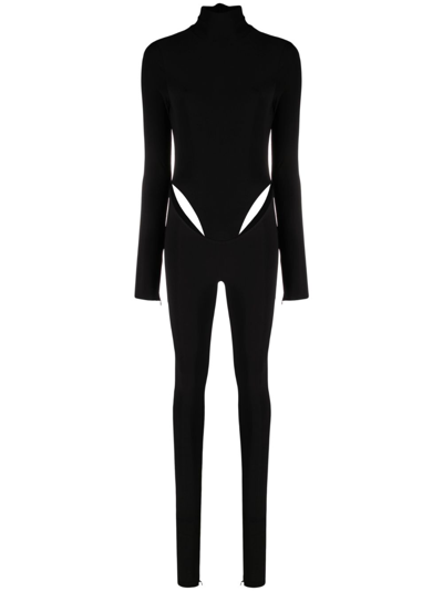 Laquan Smith Cut-out Turtleneck Jumpsuit In Black