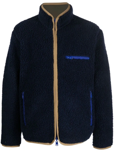 Woolrich Long-sleeved Reversible Curly Jacket In Blue