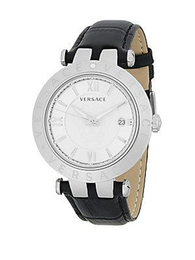 Versace Men's V-race Silver Dial Leather Watch In Grey