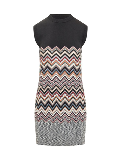 Missoni Striped Crochet-knit Wool-blend Mini Dress In Multicolor