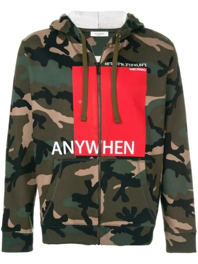 Valentino Anywhen Printed Camouflage Hoodie In Red